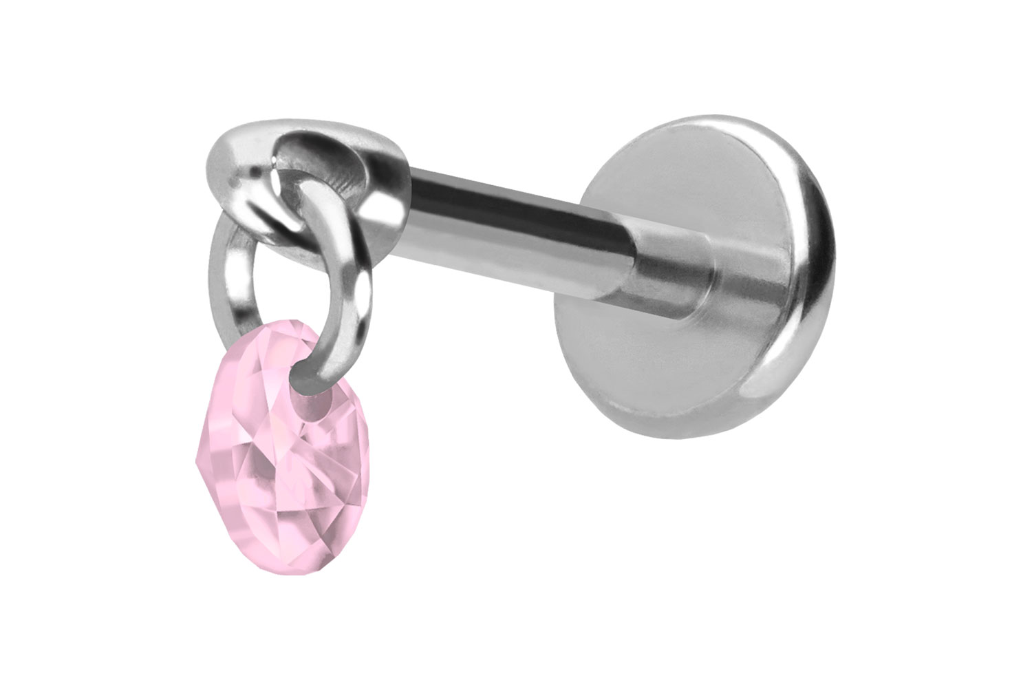 Titan Labret Piercing mit Push Fit RUNDER KRISTALL